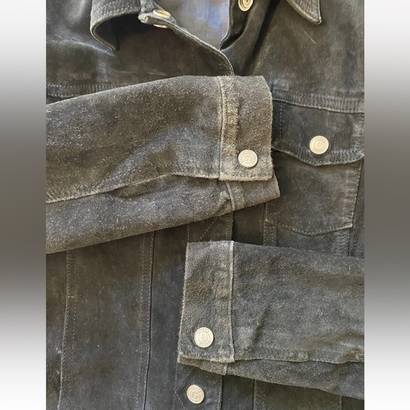 guess jeans suede jacket adult medium black Women button up - Picture 5 of 8
